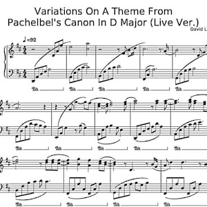 CANON in D Variation - Piano Sheet Music PDF Grade 8 Advanced Instant Download