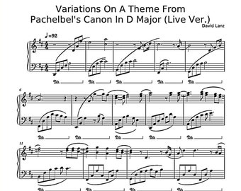 CANON in D Variation - Piano Sheet Music PDF Grade 8 Advanced Instant Download