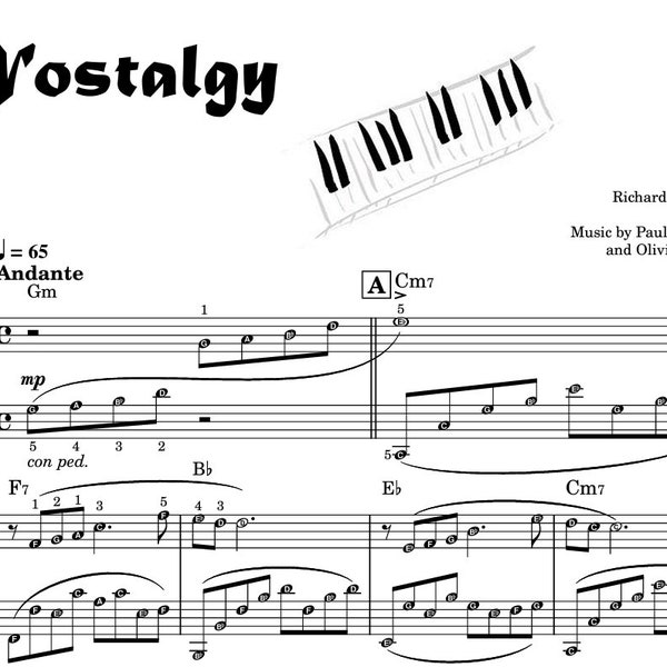 Nostalgy RICHARD CLAYDERMAN Piano Sheets Bundle (Original & Extended Version) with note names