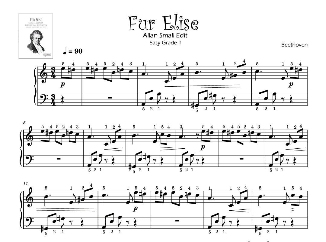 FUR ELISE for Grade 1 After Beginners First Year With Note Names Allan ...
