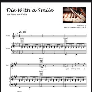 DIE With A Smile (Violin & Piano) Noter Partitur med PDF MP3