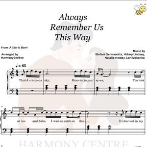 AlwaysRememberUsThisWay from  A_Star_is_Born Piano Sheet Music with note names lyrics