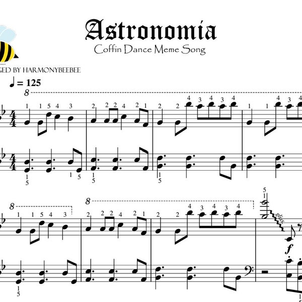 Astronomia Coffin Dance Meme: Piano Sheet Music Grade 5 (PDF)