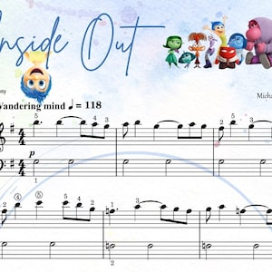 Insideout - Attractive Piano Theme Sheet Music Score With Note Names - Etsy