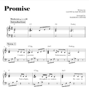 Promise (Laufey) Piano Sheet Music Score with note names Esy Intermediate