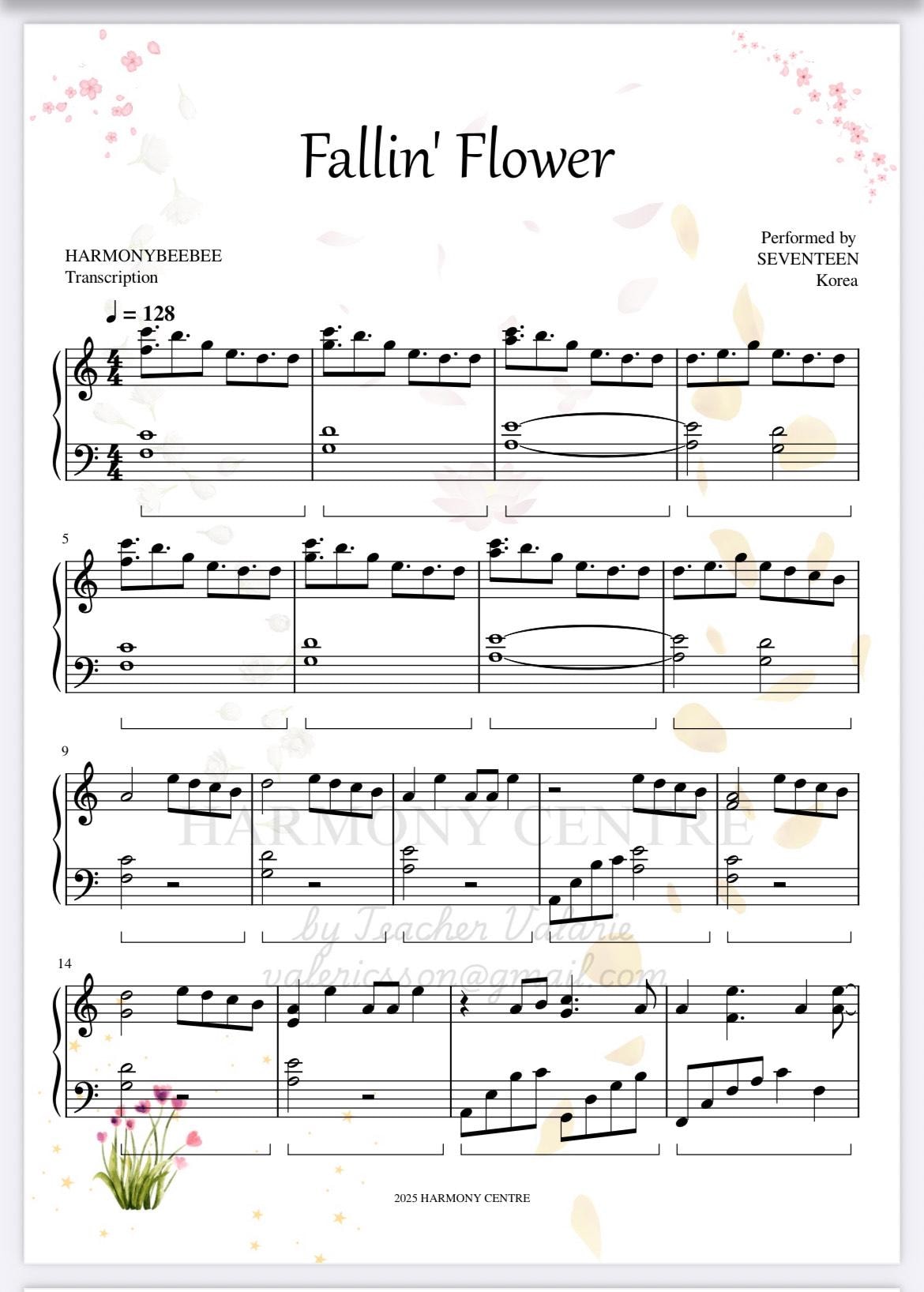 Fallin' Flower KPOP Piano Sheet Music - Seventeen (PDF) - Etsy