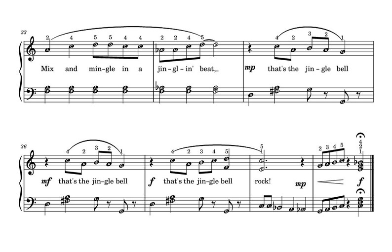Jingle Bell Rock Piano Sheet Grade 2 Solo Easy Self Learning Series
