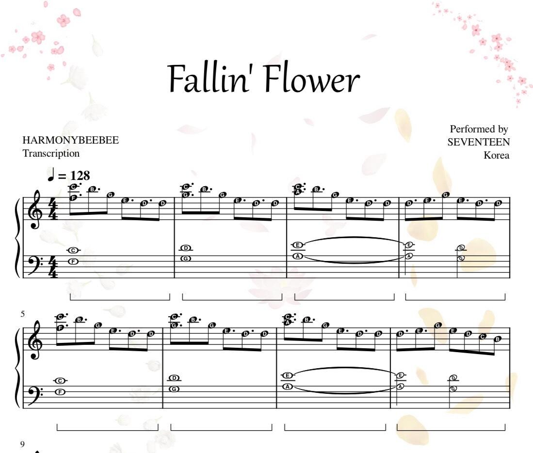 Fallin' Flower KPOP Piano Sheet Music - Seventeen (PDF) - Etsy