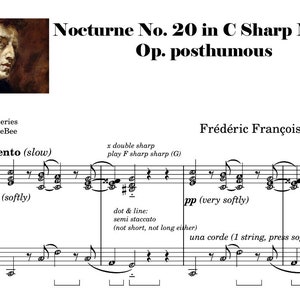 Nocturne no. 20 en ut dièse mineur par CHOPIN avec les noms des notes et les doigtés