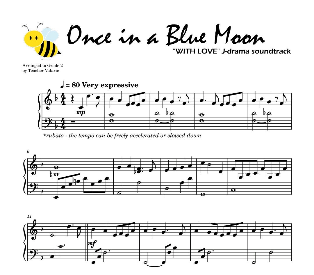 Once in A Blue Moon - With Love サウンドトラック ピアノ楽譜