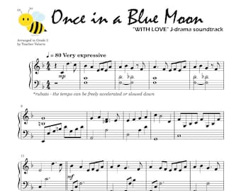 Once in A Blue Moon - With Love soundtrack Piano Sheet Music Score with note names
