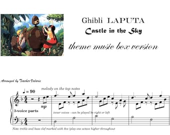 Ghibli Laputa Castle In The Sky Music Box Version Piano Sheet Music