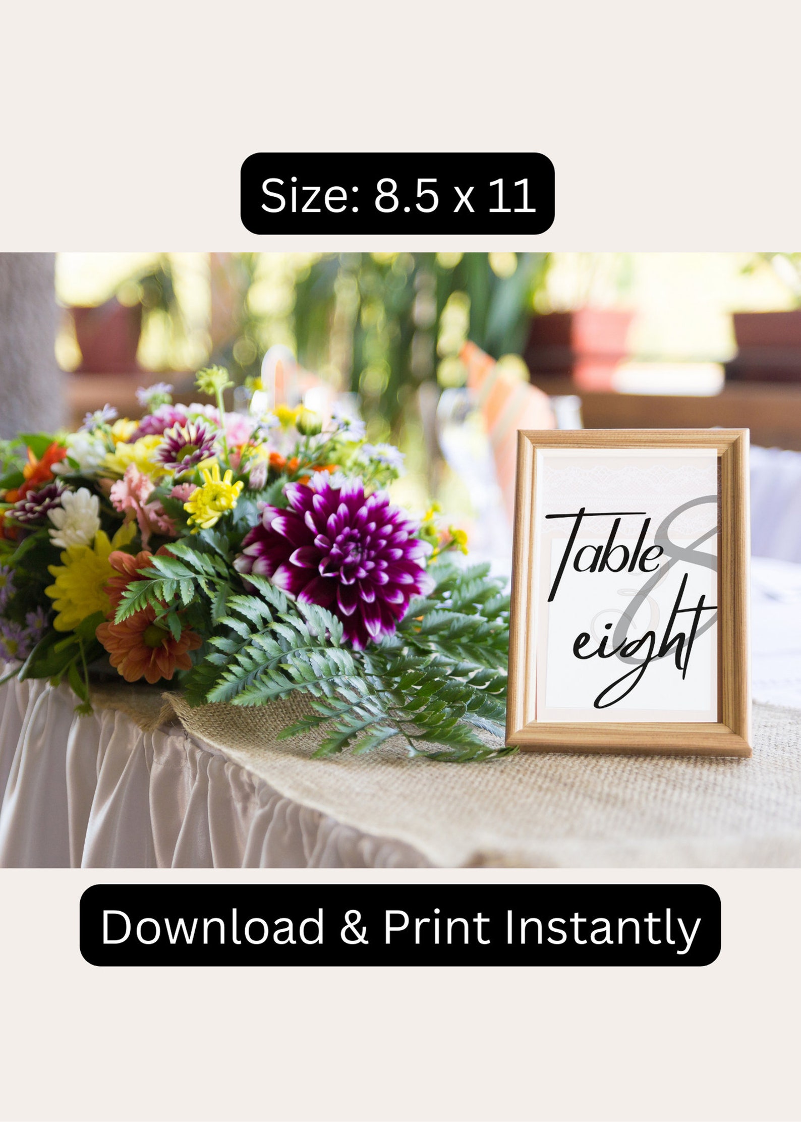 Downloadable, Wedding Table Numbers Printable, Table Numbers Template ...