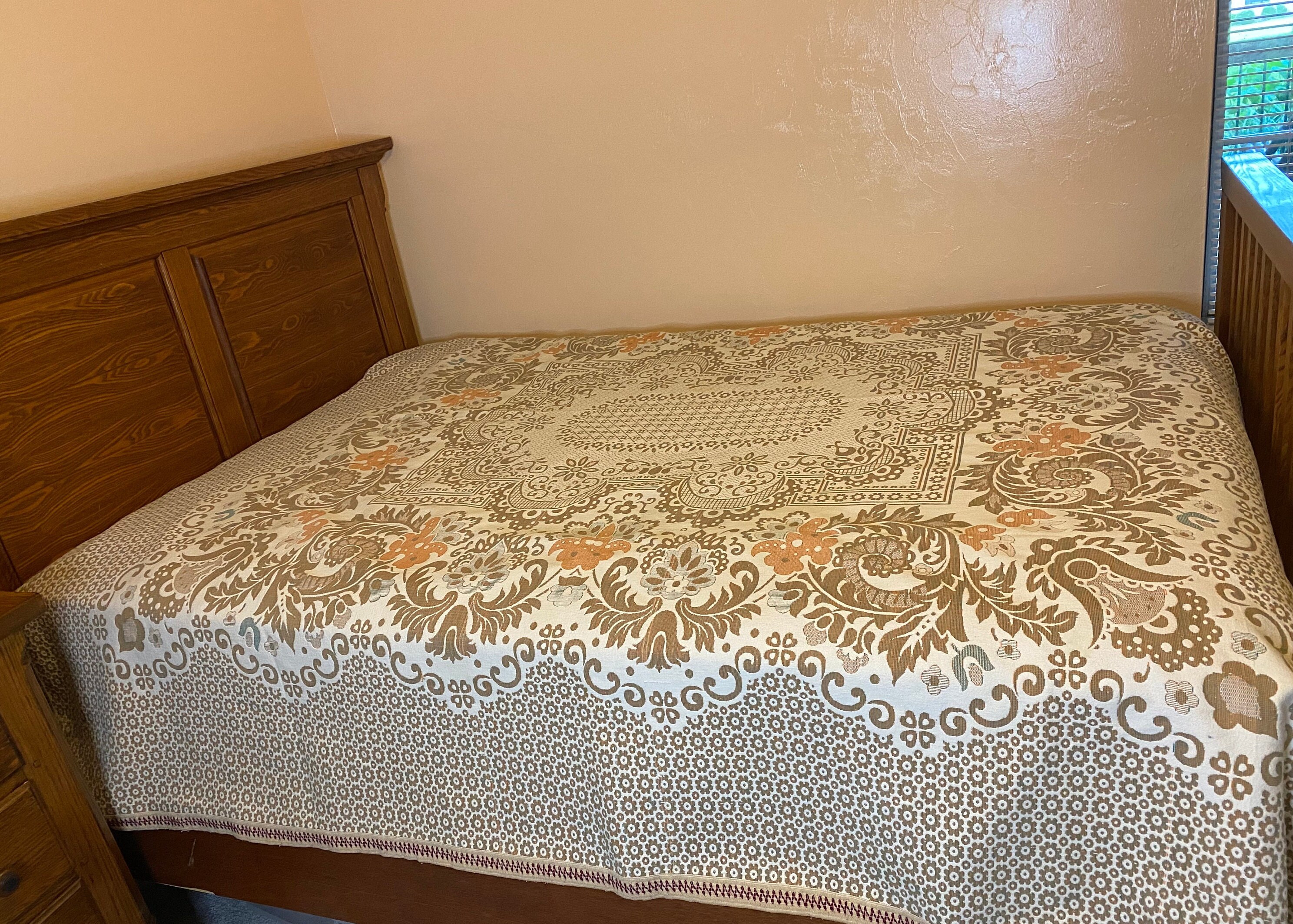 Vintage Full Size Brocade Bedspread Etsy