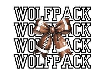 Wolfpack Football Coquette Bow Varsity Stacked T-shirt PNG Sublimation Design