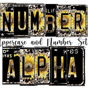Sunflower Leopard Number Plate Alphabet Uppercase Numbers PNG, Western Country  Alphabet PNG Digital Download