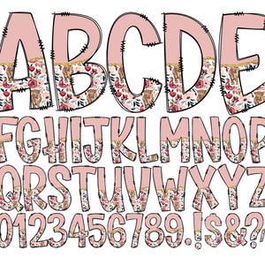 Letras de doodle de vaca de las tierras altas, fondo transparente, paquete alfa guardado individualmente, alfabeto doodle completo, números en mayúsculas y minúsculas PNG27