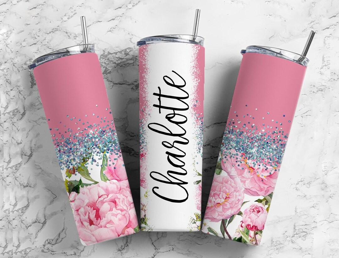 FREE SHIPPING - Floral tumbler, Personalized, Glitter tumbler, Sublim –  Sweet Tee and Sips