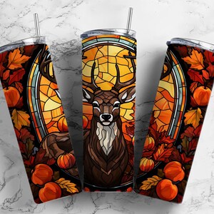 Deer Hunter 20oz Sublimation Tumbler Designs, Stained Glass Buck 9.2 x 8.3”  Tumbler Png, Digital Download