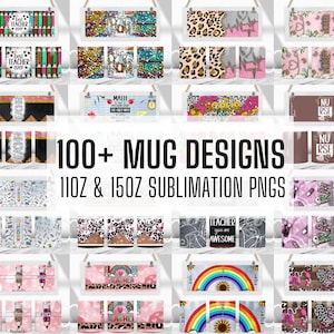 100+ Mug Png Designs, 11oz and 15oz Sublimation Template, Mug sublimation png, Coffee mug designs, coffee mug png, Nurse Teacher Mug