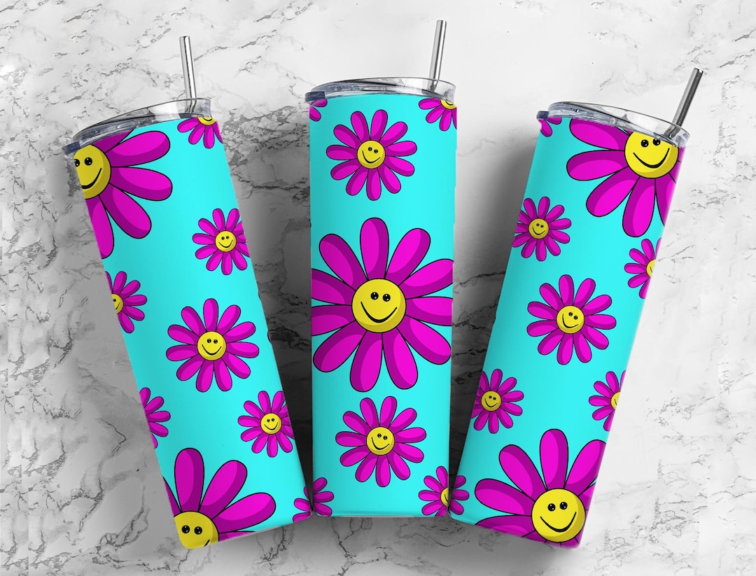 Happy Smile Flower 20oz Sublimation Tumbler Designs, Emoji 9.2 X
