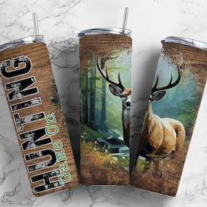Deer Buck Hunting Hunter Season 20oz Sublimation Tumbler Designs,  9.2 x 8.3” Straight Skinny Tumbler Wrap PNG, Digital Download
