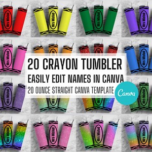 20 bewerkbare canva-bekersjablonen met krijt, voeg je eigen naam toe, canvassjabloon, 9,2 x 8,3 naadloze bekerwikkelontwerpen, cadeau leraar afbeelding 1