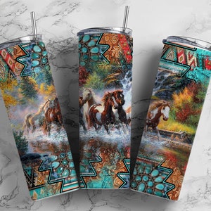 Türkispferd 20 Unzen Sublimationsbecher Designs, Country Western 9,2 x 8,3 ”gerade dünne Becherverpackung