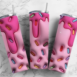 Sprinkles Colored 20oz Sublimation Tumbler Designs, 3D Inflated 9.2 x 8.3”  Tumbler Png, Digital Download