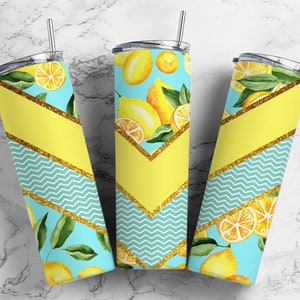 Lemon Lime 20oz Sublimation Tumbler Designs, Green Yellow 9.2 x 8.3” Straight Skinny Tumbler Wrap PNG, Summer Fruit Tumbler