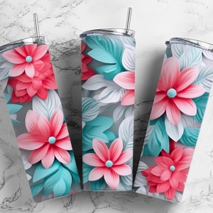 3D Flower Colored Daisy 20oz Sublimation Tumbler Designs,Colored9.2 x 8.3”  Tumbler Png, Digital Download