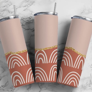 Boho Regenbogen 20 Unzen Sublimationsbecher Designs, ästhetische erdige 9,2 x 8,3 ”gerade dünne Tumbler Wrap PNG