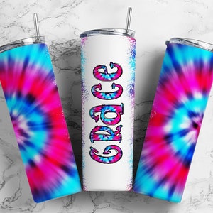 Letra de Doodle Tie Dye + Modelo de Copo Correspondente, Fonte de Alfabeto Doodle PNG, Copo de 20 oz, Designs de Sublimação, Tye Die, TieDye, TyeDie