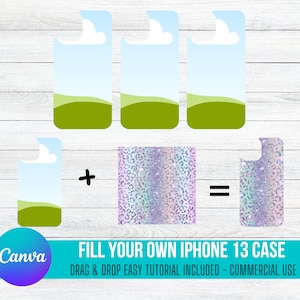 Fill your own iPhone 13 Case on CANVA with Commercial Use Allowed. Drag and Drop Alphaset Alphabet Letters, Editable Canva Frame Design