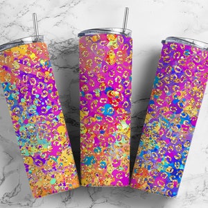 Leopard Print 20oz Sublimation Tumbler Designs,  Paint Splatter 9.2 x 8.3” Straight Skinny Tumbler Wrap, Alcohol Ink Tumbler