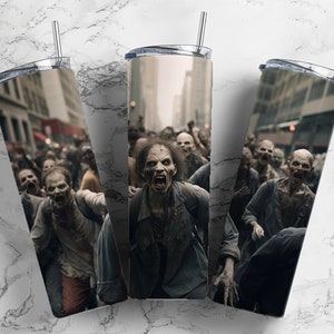Zombie Dead Walking 20oz Sublimation Tumbler Designs, 9.2 x 8.3” Straight Skinny Tumbler Wrap PNG, Digital Download