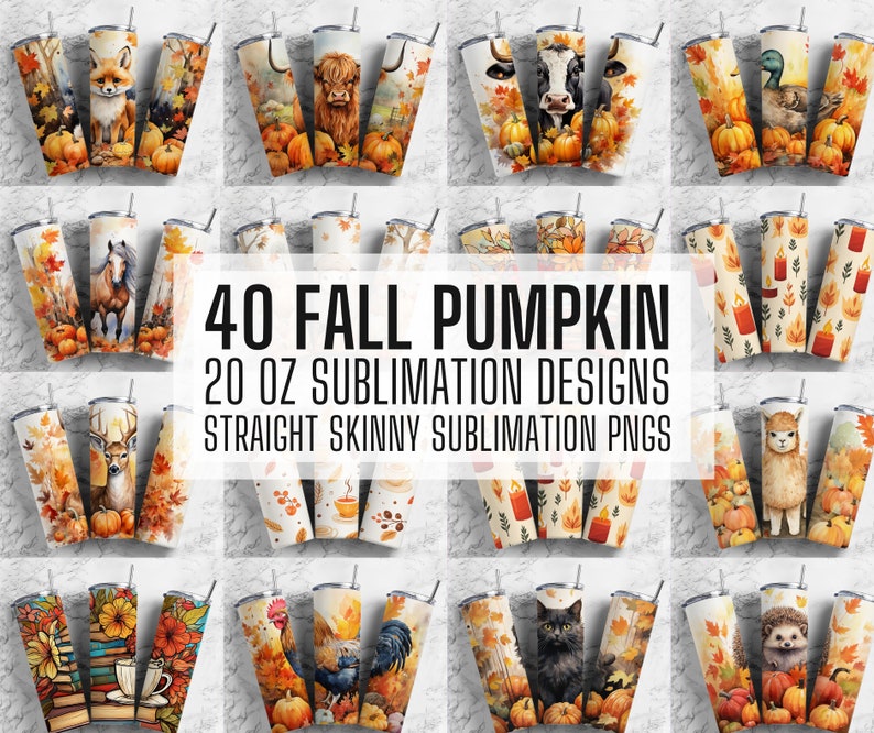 40+ FALL Autumn Tumbler Wrap PNG Bundle ,fall Tumbler, Design Bundle ...