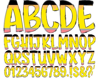 Teacher Pencil Doodle Letters, Transparent Background, Individually Saved Alpha Pack, Entire Doodle Alphabet Uppercase Lowercase Numbers PNG