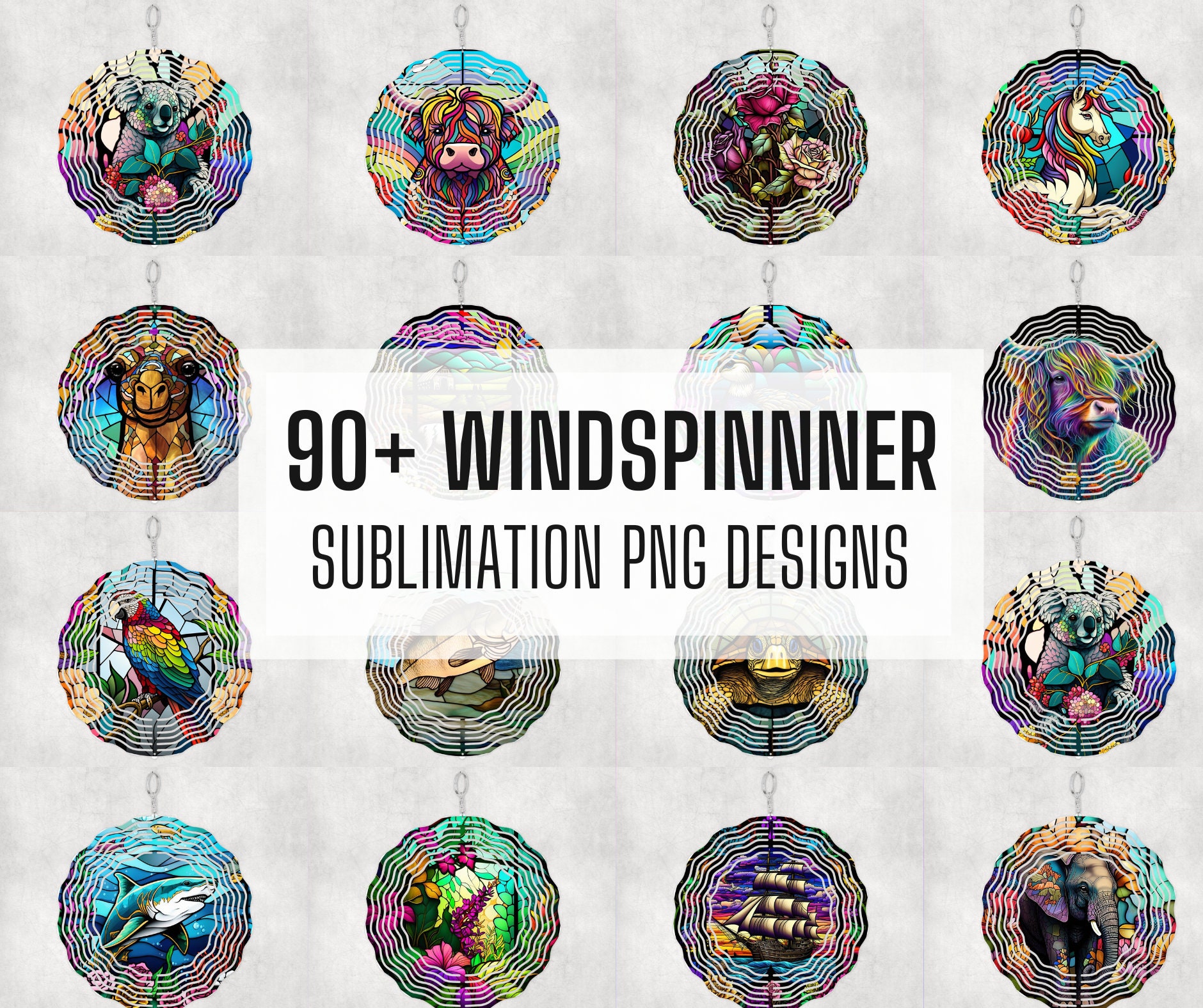 90+ Stained Glass Wind Spinner PNG Bundle , Windspinner Design Bundle ...