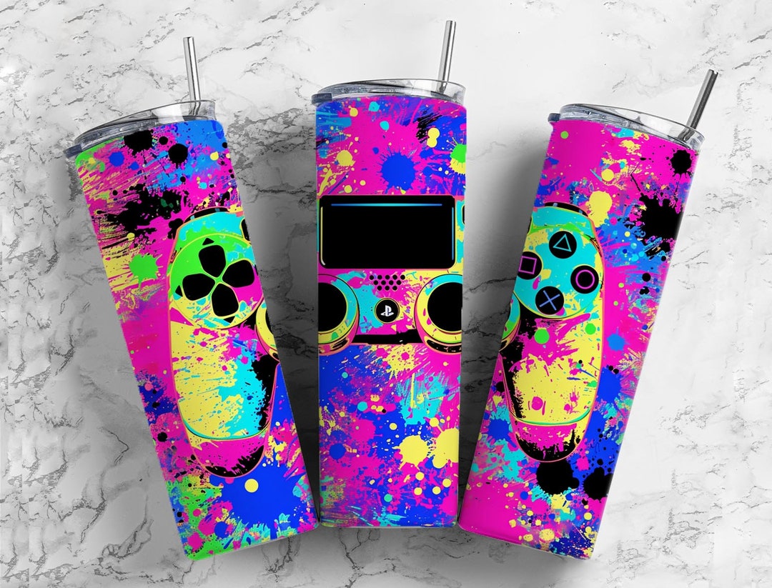 Video Game Controller 20oz Tumbler Sublimation Wrap Design 9.2 X 8.3 ...