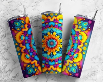Diseños de vasos de sublimación de 20 oz con patrón de arcoíris, envoltura de vaso delgada y recta de 9,2 x 8,3" de colores brillantes PNG