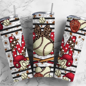Baseball mom 20oz Sublimation Tumbler Designs, Striped sports 9.2 x 8.3” Straight Skinny Tumbler Wrap PNG