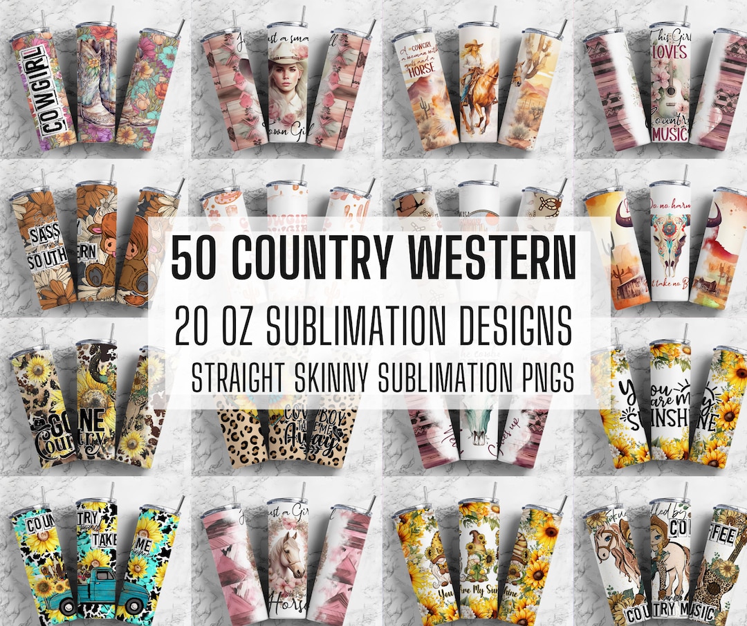 50 Country Western Tumbler Wrap PNG Bundle ,horse Tumbler, Design ...