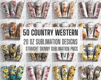 50 Country Western Tumbler Wrap PNG Bundle ,Horse Tumbler, Design Bundle, 20oz Straight Tumbler, Sunflower Tumbler Wrap, Digital Download