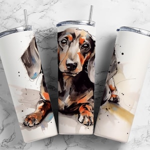 Dachshund dog 20oz Sublimation Tumbler Designs, Sausage dog 9.2 x 8.3” Straight Skinny Tumbler Wrap PNG