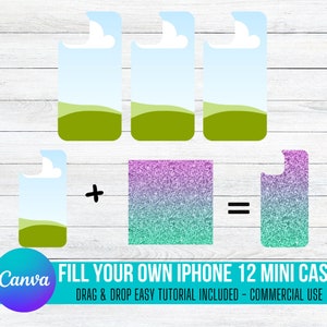 Fill your own iPhone 12 MINI Case on CANVA Commercial Use Allowed. Drag and Drop Alphaset Alphabet Letters, Editable Canva Frame Design