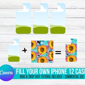 Fill your own iPhone 12 Case on CANVA with Commercial Use Allowed. Drag and Drop Alphaset Alphabet Letters, Editable Canva Frame Designs