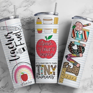 Teacher 20oz Sublimation Tumbler Design, Teacher Life, Teacher Sublimation Design, Teacher Appreciation Skinny Straight Tumbler PNG