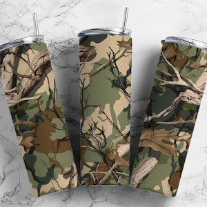 HUNTING CAMOFLAUGE PATTERN Sublimation Tumbler Designs,  9.2 x 8.3” Straight Skinny Tumbler Wrap Png