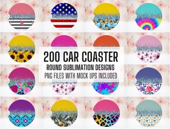 200 PNG Car Coaster Sublimation Design, Car Coaster Designs, Round  Sublimation Design, Instant Download, Commercial Use Png 